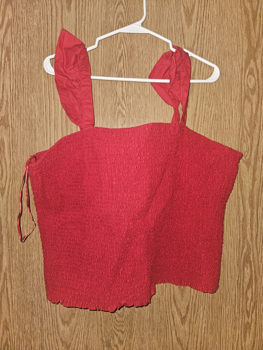 Old Navy Red Smocked Tank Top with Tie Straps